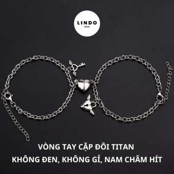 Vòng Tay Cặp Đôi Trái Tim Nam Châm Hít, Vòng Tay TiTan Không Đen, Không Gỉ, Quà tặng cho Cặp Đôi