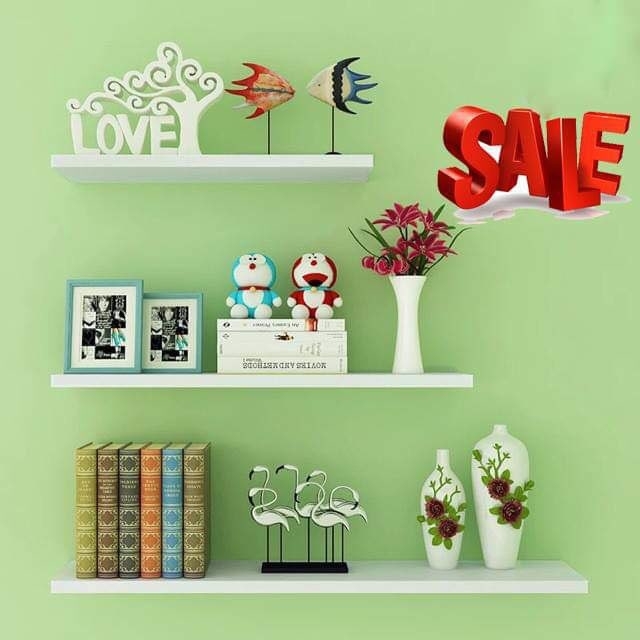 Kệ gỗ decor treo tường 5 thanh ngang 30X15CM