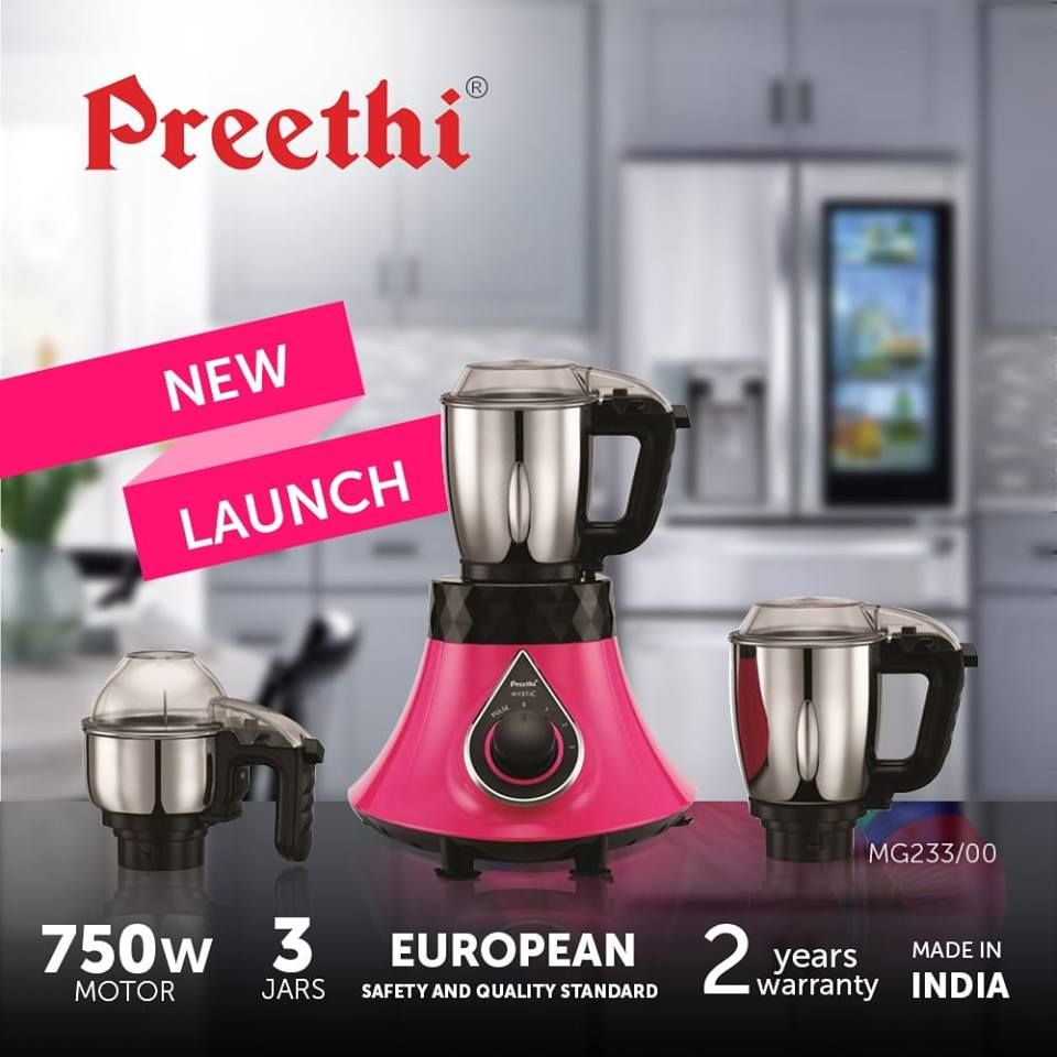Preethi Steele Plus 600W / 700W Mixer Grinder with Super Extractor