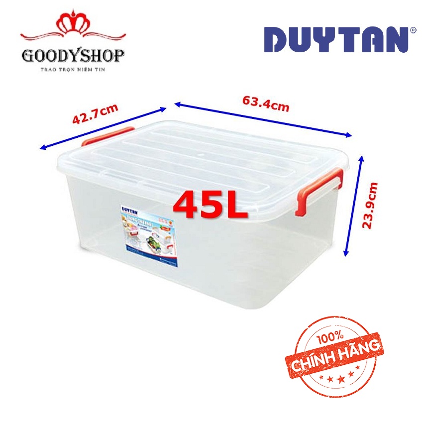Thùng Nhựa Chữ Nhật Trong Suốt 45 Lít (63,4 x 42,7 x 23,9 cm) No.H0998 Của Duy Tân . dùng  bảo quản đồ đạc sạch sẽ, an toàn,gọn gàng.  GOODYSHOP