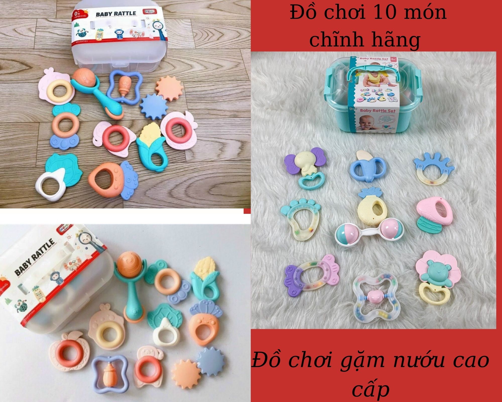 Bộ đồ chơi 10 món gặm nướu xúc xắc lục lạc nhiều màu sắc cho bé.Bộ đồ chơi gặm nướu xúc xắc 10 món Baby Rattle cho bé {Đồ chơi lục lạc cho bé}