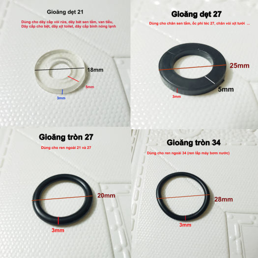 Bộ ron gioăng cao su 4 mẫu size phổ thông