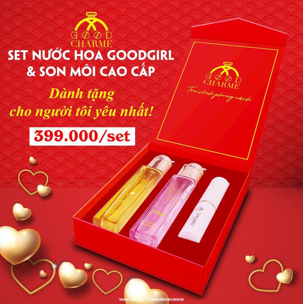 Set 2 nước hoa char.me 20ml + 1 son caresmile lipstick cao cấp