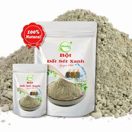 Bột đất sét XANH  ● Tẩy tế bào chết, giải độc cho da ● Giảm mụn bọc, mụn trứng cá làm dasưng đỏ Henashop