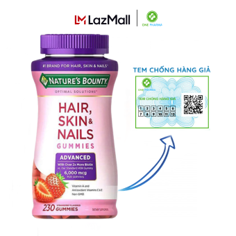 Kẹo dẻo đẹp da, tóc, móng Hair, Skin & Nails Gummies 230 viên của Mỹ