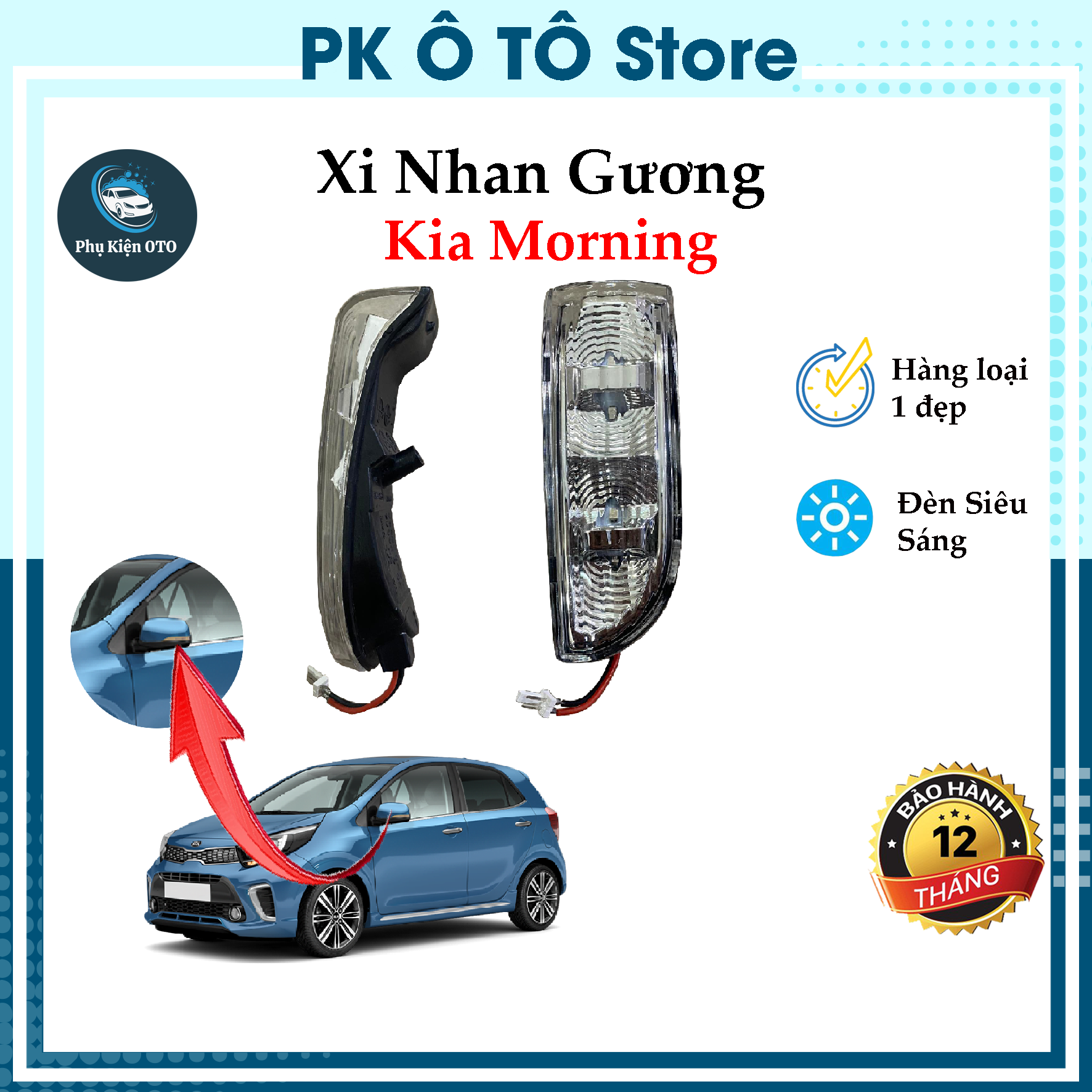 Xi Nhan Gương Kia Morning 2008-2010, Đèn Xi Nhan Chiếu Hậu Ô Tô Led To - Bản Đẹp - Uy Tín - Chất Lượng [BH 12 Tháng]