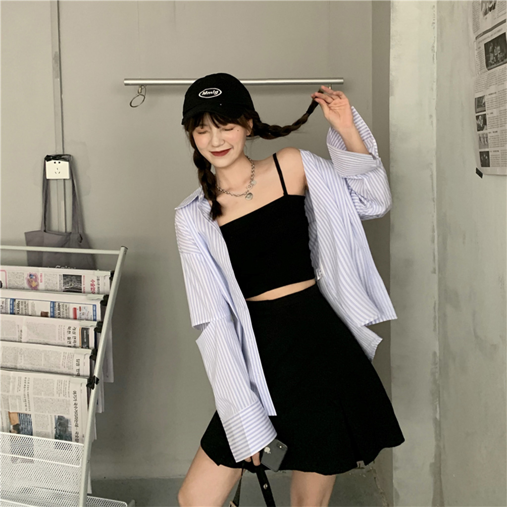 Áo hai dây, áo hai dây bản to CERA-Y form croptop chất vải thun hai chiều co dãn mặc mát CRA018
