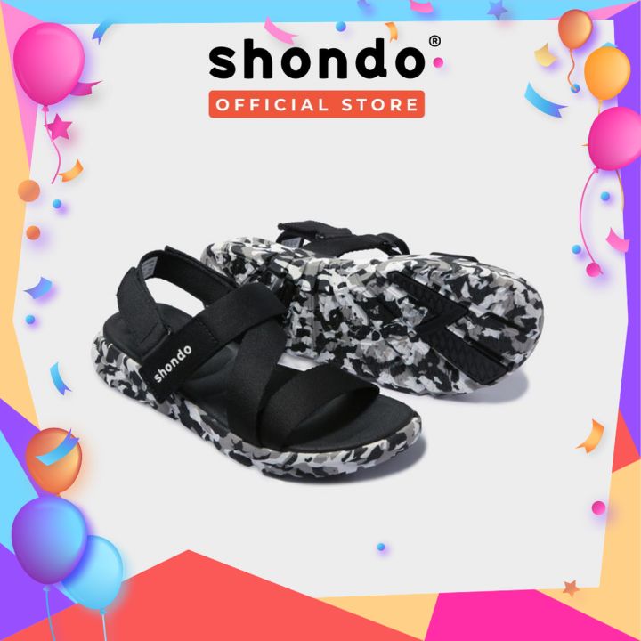 [HCM] Giày Dép Sandals SHONDO F6 Sport Đen Đế Lính - Giày Đẹp Đi Học Nam Nữ - Shondo Đen F6S501