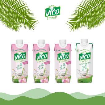 COMBO 4 HỘP NƯỚC DỪA VICO FRESH 330ML (1 XIÊM, 3 SEN)