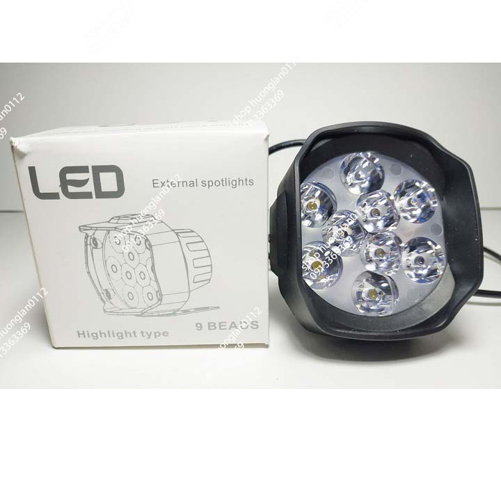 Đèn trợ sáng xe máy 9 tim led giá 1 chiếc