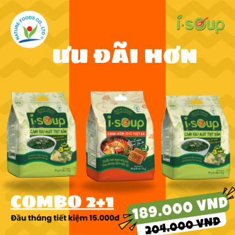Combo tháng 7: Canh Rau Ngót 2+ 1 Canh Kim Chi mua hè vui vẻ