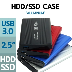 สินค้า กล่องใส่ HDD/SSD อลูมินั่ม ขนาด 2.5\" สาย USB 3.0/USB 2.0 to SATA สีดำ/แดง/น้ำเงิน/สีเงิน (External Hard Drive Enclosure USB3.0/USB2.0)