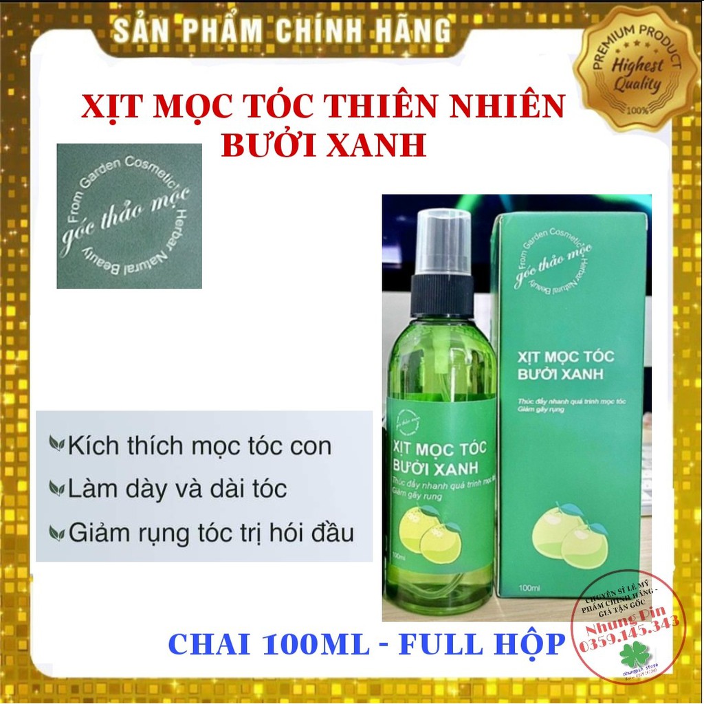 Xịt mọc tóc bưởi xanh: làm mượt, dưỡng tóc, kích thích mọc tóc hiệu quả sau 2 tuần 100ml
