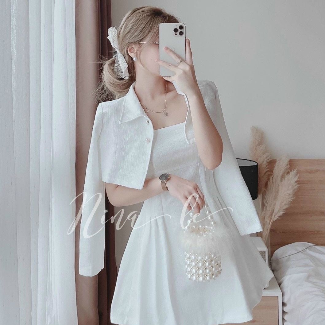 Hot set váy trễ vai kèm áo khoác ngắn cực cá tính, siêu hấp dẫn hot 2022