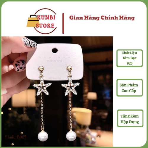 Bông tai nữ kiểu Hàn Quốc - Khuyên tai nữ cá tính - Hoa tai bạc 925 dáng dài