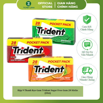 Hộp 15 Thanh Kẹo Gum Trident Sugar Free Gum 14 Sticks (USA)