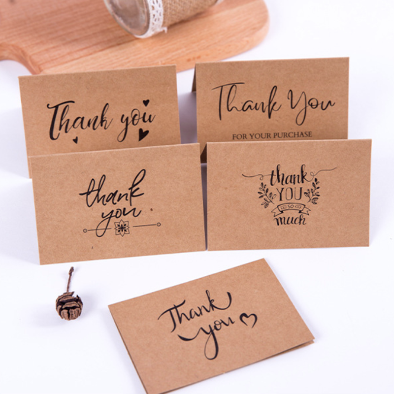 Thiệp chúc mừng giấy kraft cổ điển thiệp gấp phước lành đơn giản thiệp chúc mừng cảm ơn gấp gọn sinh nhật cửa hàng hoa nướng bánh