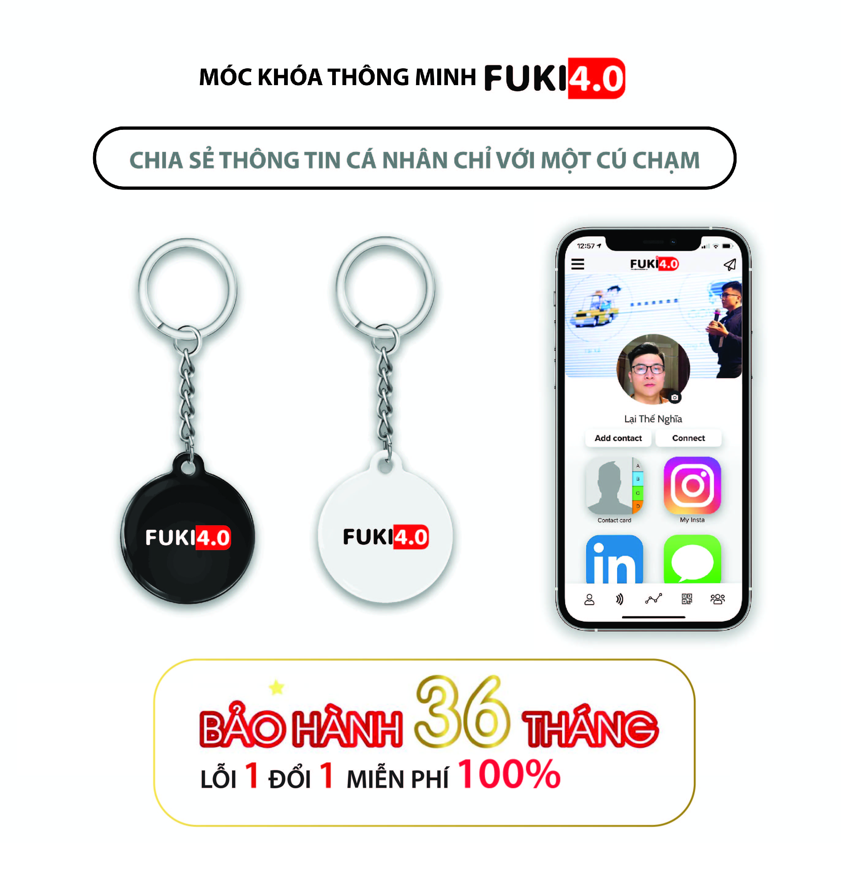 Móc khóa thông minh FUKI 4.0, Chia sẻ thông tin một chạm