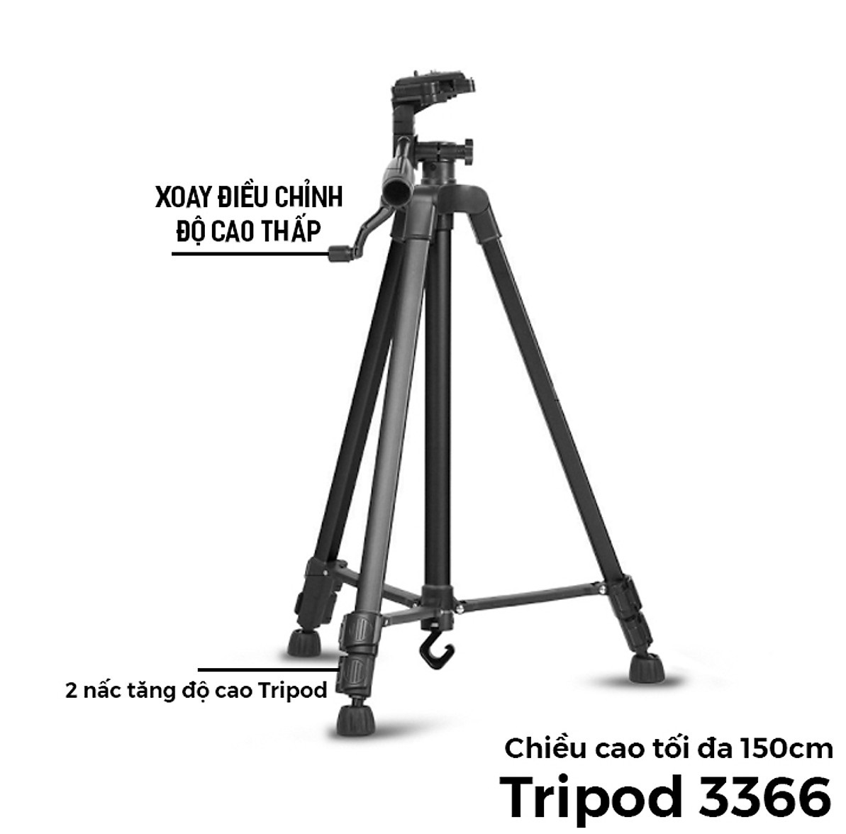 [HCM]Chân đế Tripod cho điện thoại và máy ảnh 3366 cao cấp - Chân giá đỡ máy ảnh/ điện thoại Tripod 3366 cao 150cm
