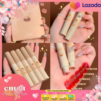 Bộ 5 Son Kem Lì Cây VONGEE Hạt Dẻ Không Dính Cốc Set Son Kem Mịn Lì VONGEE Nội Địa Trung Chống Thấm Nước | Set 5 son môi VONGEE chống thấm nước và lâu trôi cao cấp Son bóng không thấm nước