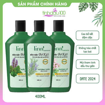 Dầu gội đầu bồ kết tinh dầu thiên nhiên Cúc la mã, Phong lữ, Bạc hà, Hương thảo Linn Saroma dành cho tóc hư tổn, tóc khô, tóc dầu, tóc gàu ngứa hương thơm thư giãn 400ml Tinh Dầu 100 Store