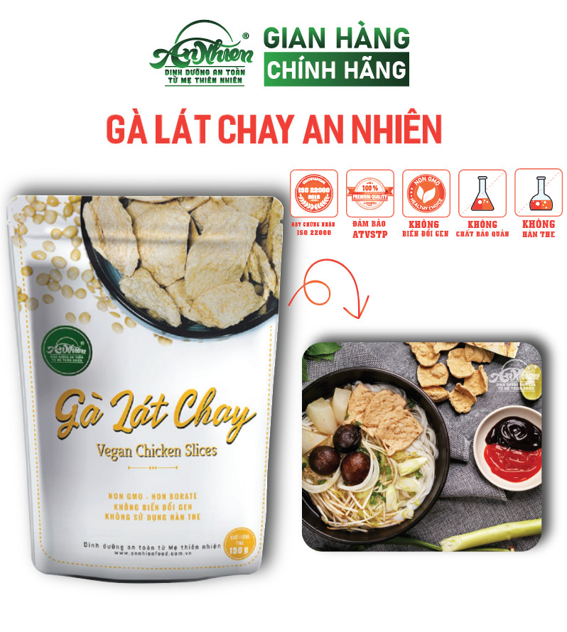 TỐT CHO SỨC KHỎE, Gà lát chay An Nhiên 150G, Thực Phẩm Chay Dinh Dưỡng, Thuần Chay Healthy