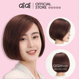 Tóc giả nguyên đầu, Tóc giả ngắn VIC KHÔNG MÁI NGÔI LỆCH Qiqishop