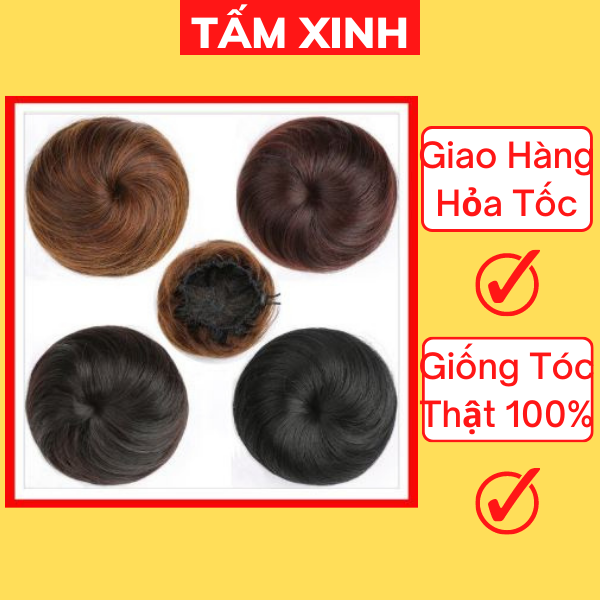 Búi tóc giả nữ hình củ tỏi tròn đẹp thời trang cao cấp - Búi củ tỏi