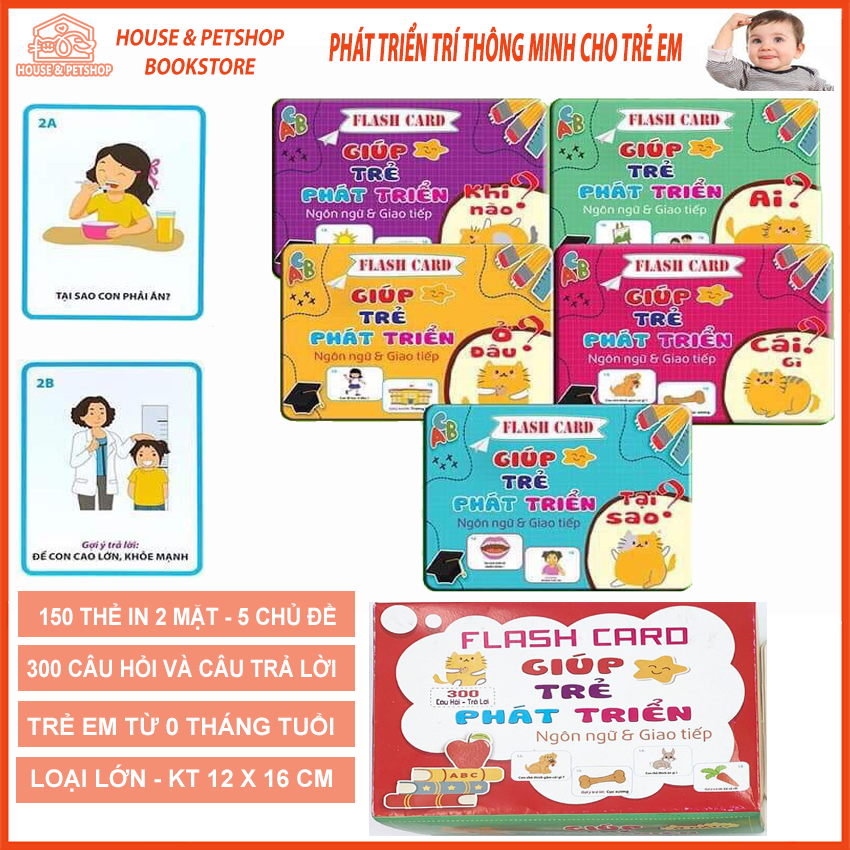 Bộ flashcard 300 câu hỏi và trả lời giúp bé phát triển tư duy ngôn ngữ & giao tiếp: ai? cái gì? ở đâu? khi nào? tại sao?