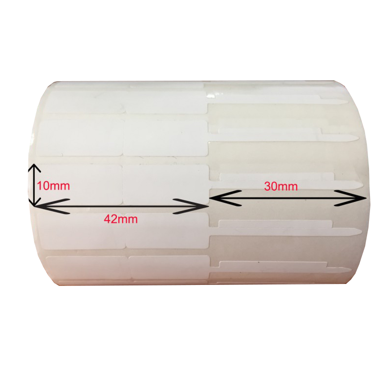 Tem treo trang sức .tem treo gọng kính pvc 42x10 mm, cuộn 50m