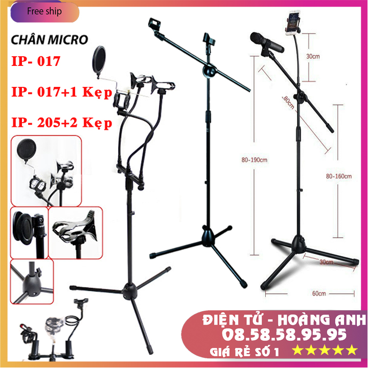 Chân đế micro đứng có kẹp điện thoại ip - 205 và ms - 017
