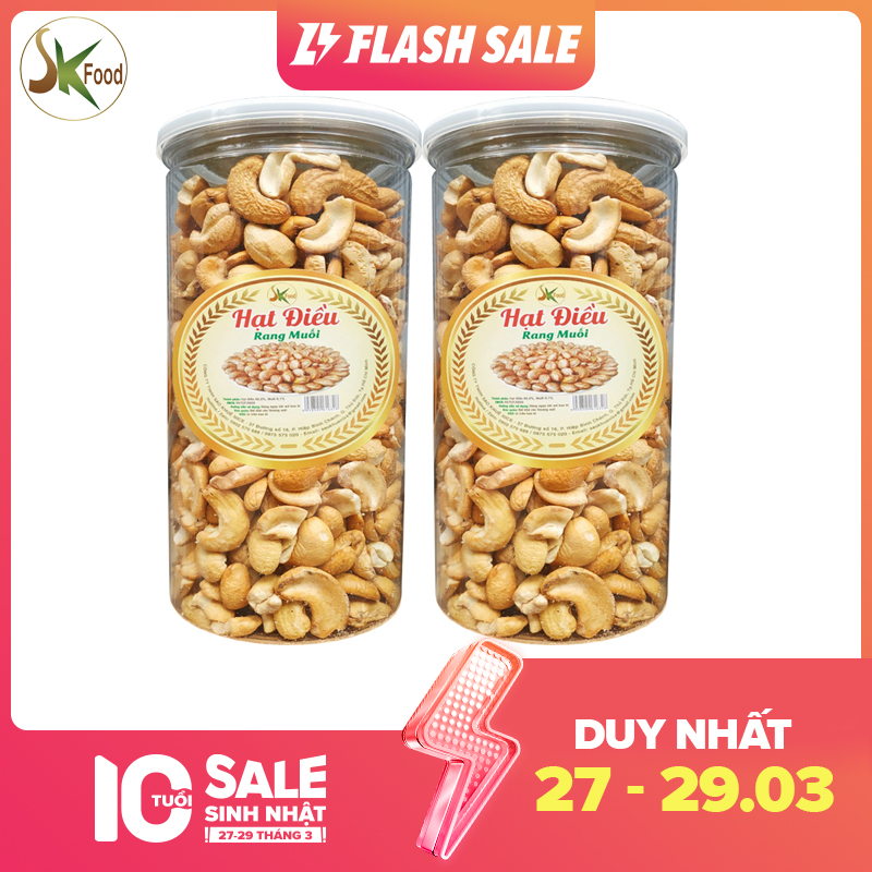 (Combo 1Kg) Hạt Điều Rang Muối Sạch Vỏ Chất Lượng Hiệu SK FOOD- Món Ăn Vặt Bổ Dưỡng