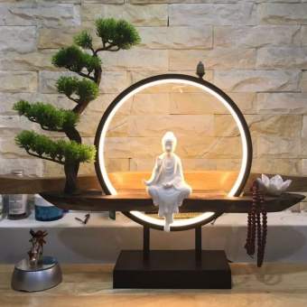 Đèn led vòng kệ cây (KHÔNG TƯỢNG) Tặng kèm ĐẦY ĐỦ PHỤ KIỆN - Đèn vòng tượng phật trang trí phong thủy