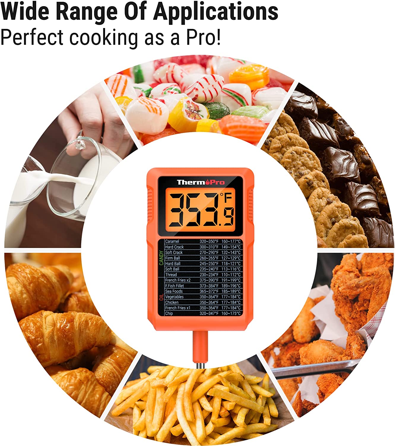 TP710 Digital Thermometer For Oven Smoker Candy Liquid Kitchen Cooking Grilling  Meat BBQ Thermometer and Timer with Alarm