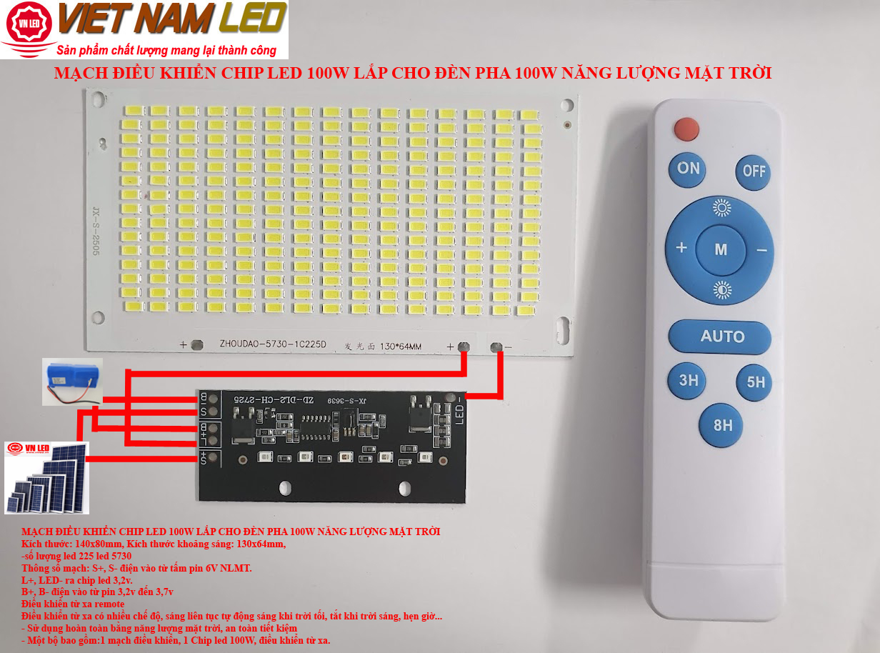 Mạch điều khiển đèn pha led 100W linh kiện lắp cho đèn pha 100W năng lượng mặt trời