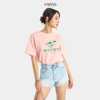 Áo Thun Nữ Thời Trang HNOSS Tay Ngắn In Chữ SPACE STATION HNATH039