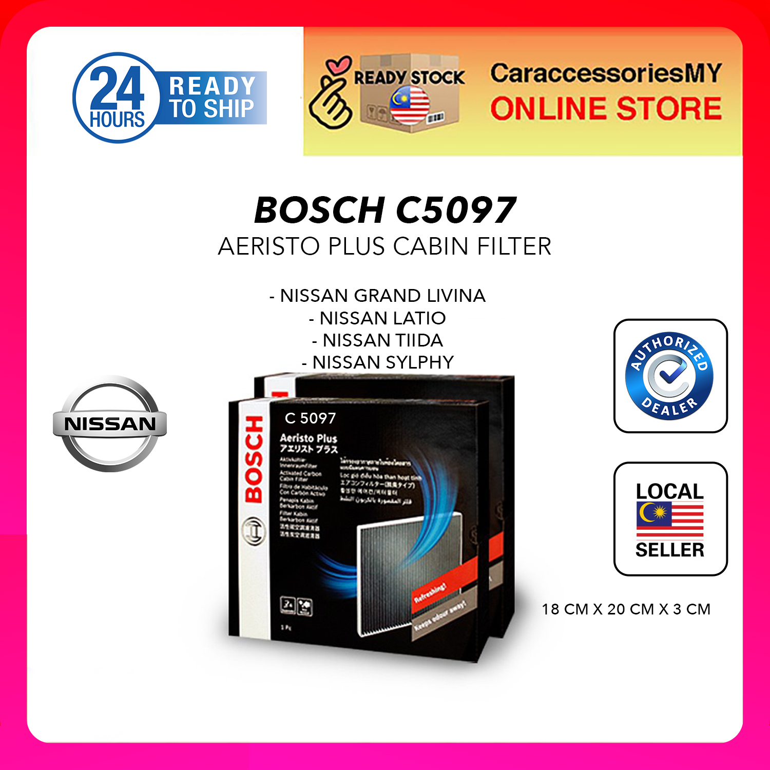 ORIGINAL Bosch Air Filter A2213 - Nissan Almera / Latio / Sylphy