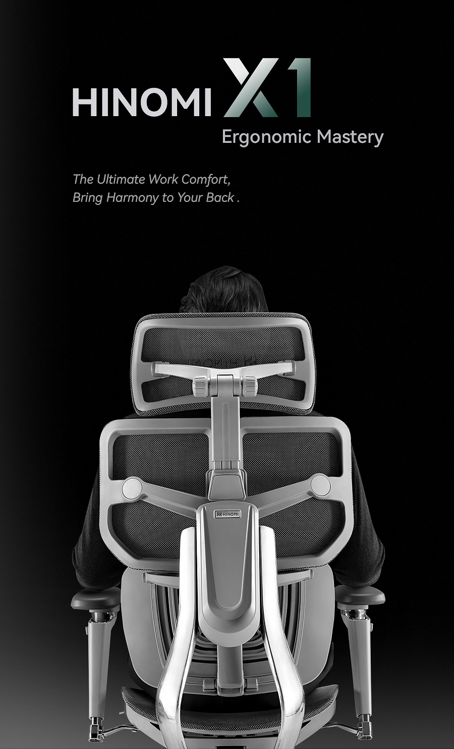 Hinomi X1 3D Sırt Destekli Ergonomik Ev Ofisi Koltuğu | Bacak Desteği | Oyun | Örgü Sandalye