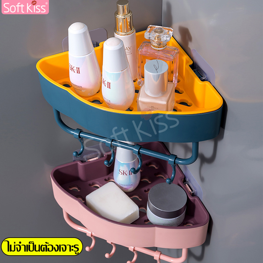 Softkiss corner shelf, bathroom shelf, wall corner shelf, triangle corner shelf, wall corner shelf, multipurpose shelf ราคา 78 บาท*ส่งฟรี