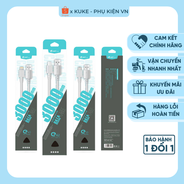 Cáp sạc kuke cáp sạc nhanh kuke e39 , e40 , e62 thiết kế chắc chắn, sạc nhanh, truyền dữ liệu tốt