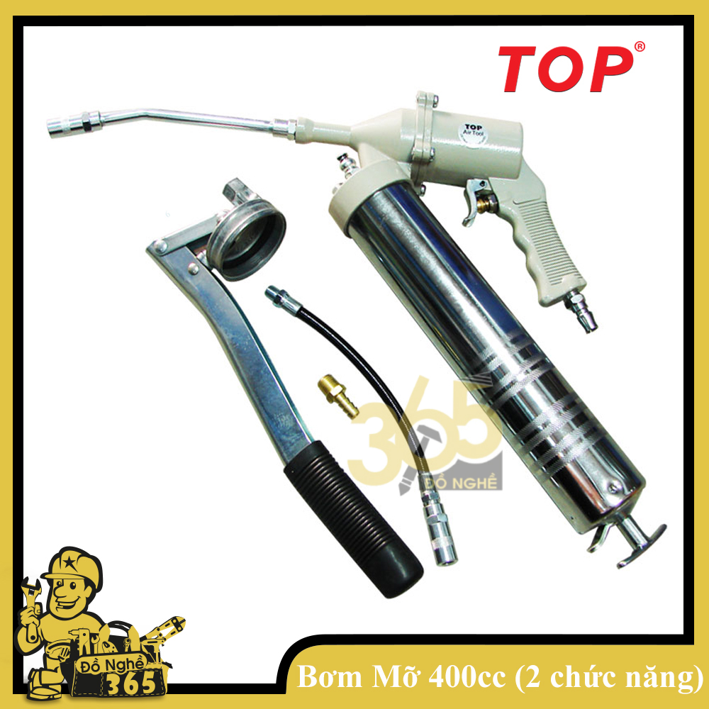 Bơm mỡ bằng hơi 400cc Top (2 chức năng) -  bơm mỡ bò, bơm mỡ cầm tay dùng hơi, bơm mỡ dùng tay