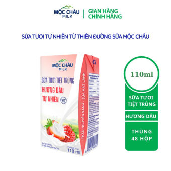 Thùng 48 hộp Sữa tươi tiệt trùng Hương dâu 110ml Mộc Châu Milk