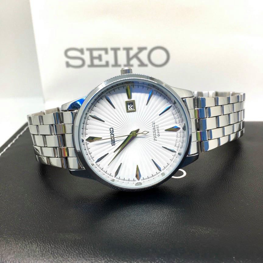 Đồng Hồ Nam Seiko Dây Thép Size Mặt 40mm Siêu Sang Trọng, Có Lịch Ngày - Combo Quà Cực Chất