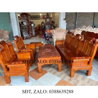 Bàn ghế phòng khách âu á chuong cuốn thư , hoàng gia xà cừ đỏ