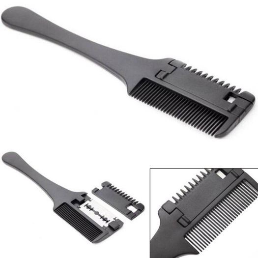 Lược Cạo Râu, Lược Cắt Tóc Tỉa Thưa Hai Mặt Tông Đơ Có Lưỡi Dao, Dụng Cụ Tự Làm