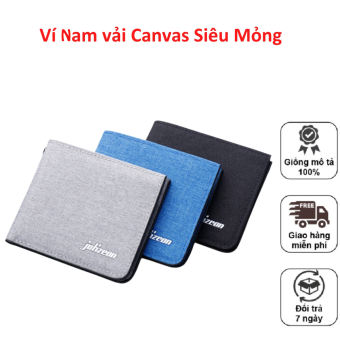 Ví Nam Jolizeon Vải Canvas Thời Trang nhỏ gọn, Bóp nam vải  Kiểu Ví Ngang