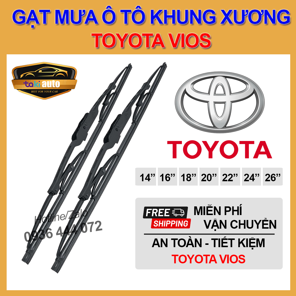 [Toyota Vios] Cần gạt nước mưa khung xương sắt xe Toyota Vios thanh gạt kính nước mưa xe hơi 457 chỗ