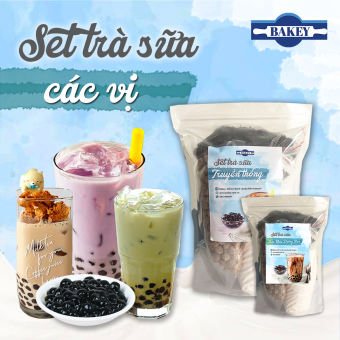 Set trà sữa tự pha các vị, hồng trà, trà thái xanh, trà sữa trân châu đường đen, trà sữa dalgona