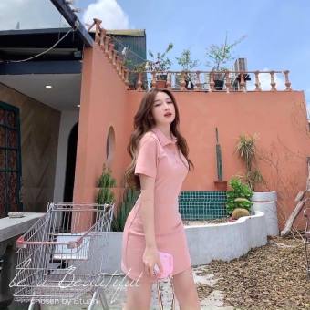 Váy Polo Trơn Pastel Nữ [FREESHIP]  Đầm cổ sơ mi dáng ôm body, thun cộc tay màu ĐEN | HỒNG | XÁM Ulzzang HOT SuzaHouse