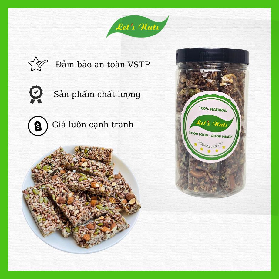 Thanh cơm gạo lứt ngũ cốc hạt chất lượng hũ 300g/500g/1kg hỗ trợ giảm cân ăn kiêng - Đồ ăn vặt chính hãng LETNUTS